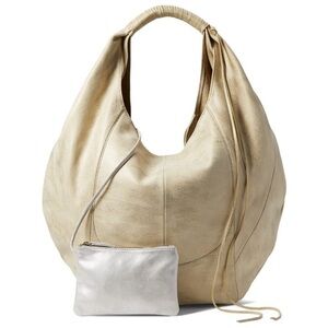 Elegant Cream Hobo Bag with Silver Pouch